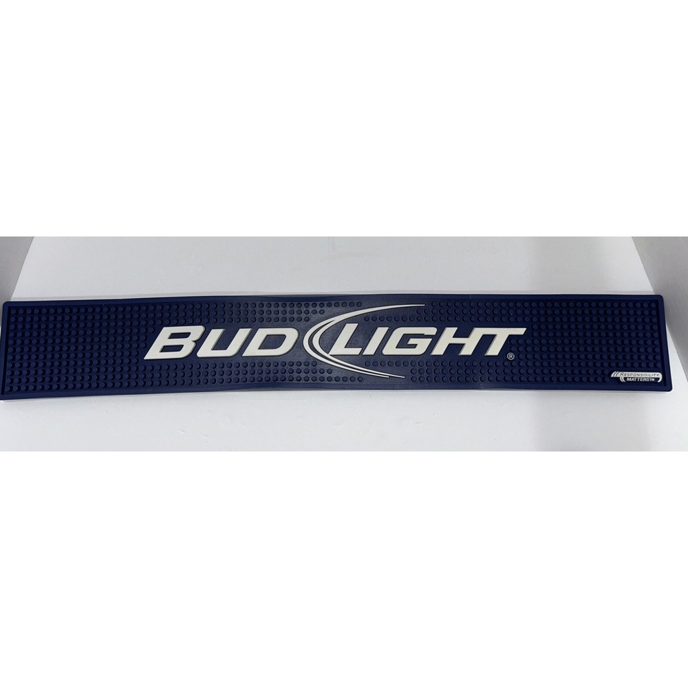 Bud Light Rubber Bar Spill Mat Beer Tap Drain Coaster‎ Mancave 24" x 3.5" EUC